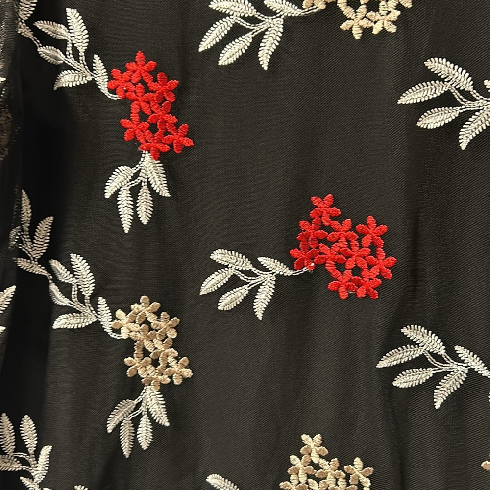 Alfani black shear top with embroidered flowers. Size extra large. - Picture 6 of 14